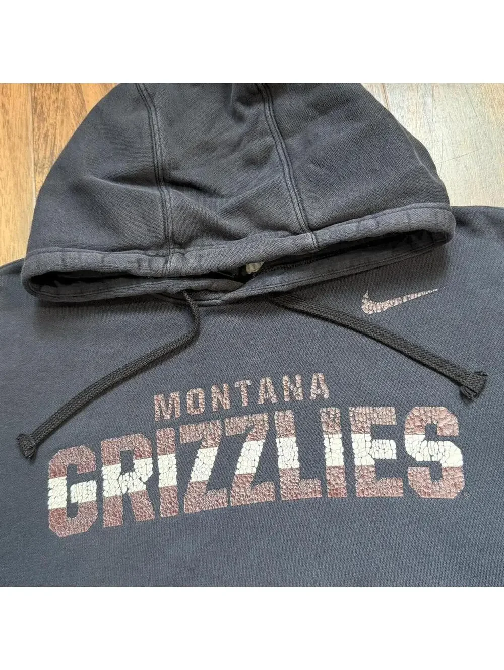 Y2K Montana University Grizzlies Nike Distressed Faded Hoodie Size Large